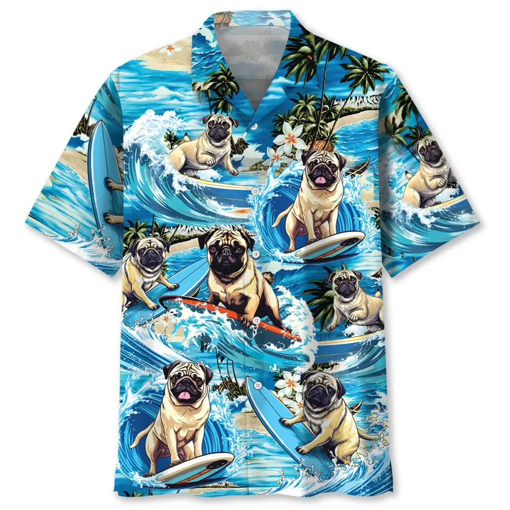 Funny Surfing Pug Hawaiian Shirt BS2763019 - Been Store