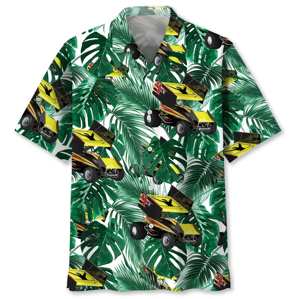 Green Tropical Sprint Car Racing Hawaiian Shirt BS2763620 - Been Store