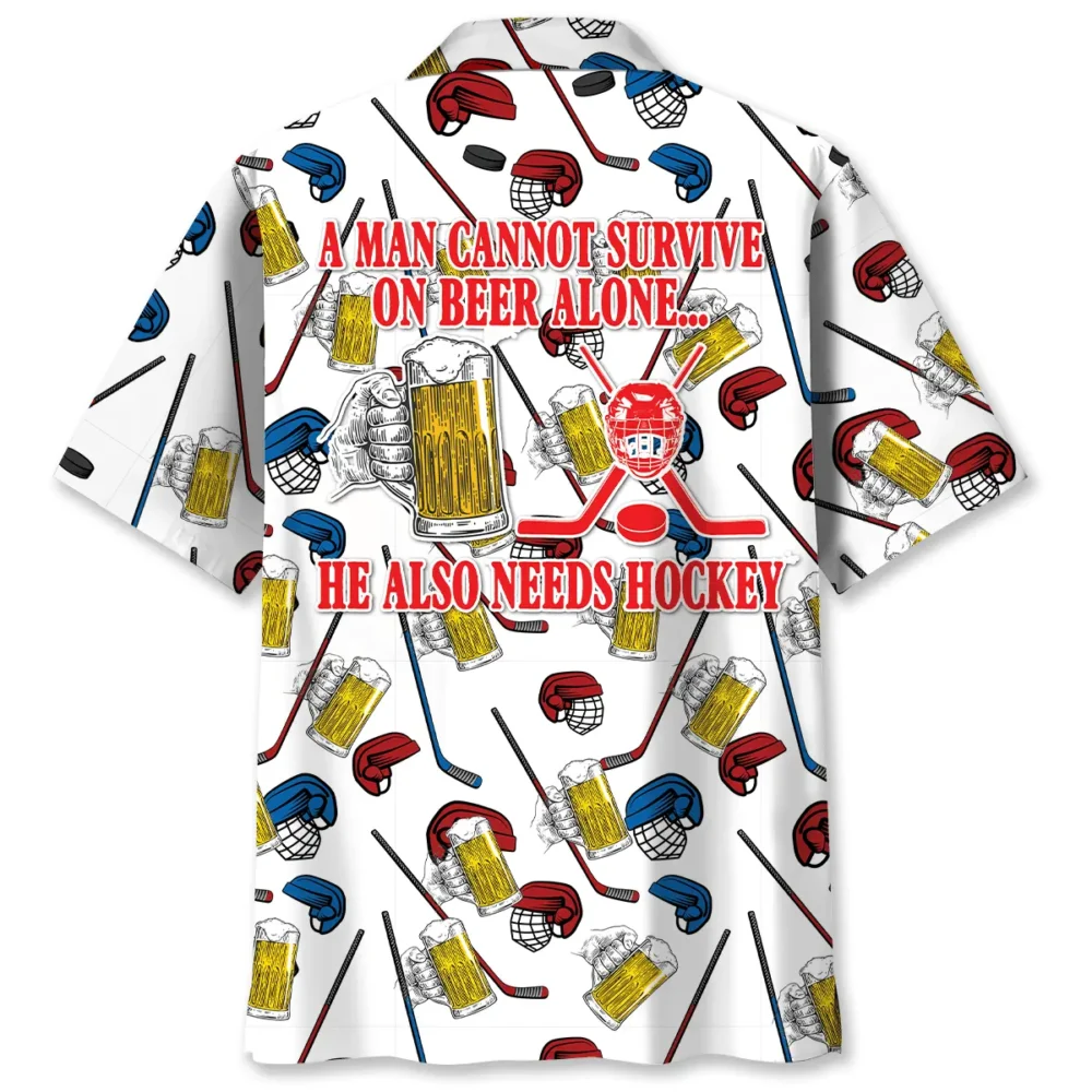 Hockey A Man Cannot Survive On Beer Alone Hawaiian Shirt BS2763975 - Been Store
