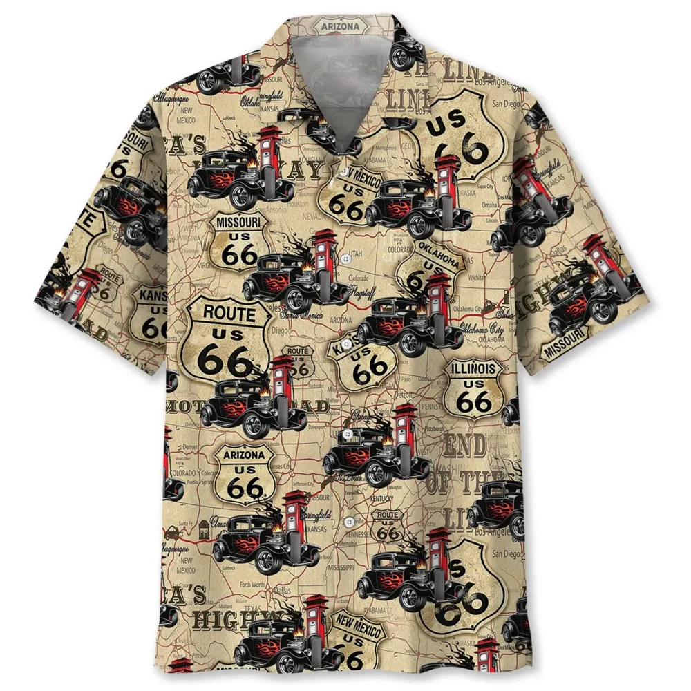 Hot Rod Racing Route 66 Hawaiian Shirt BS2763352 - Been Store