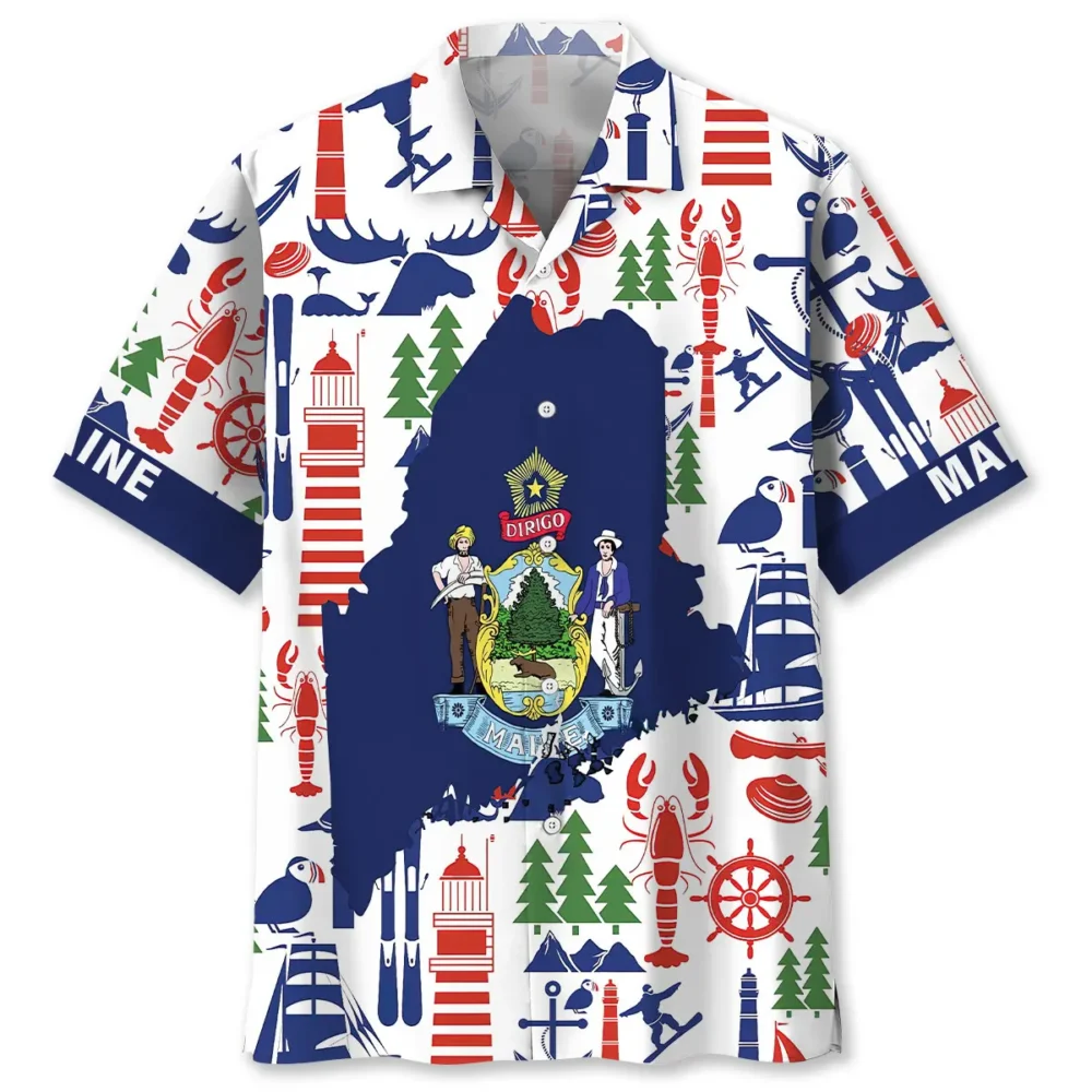 Maine Proud State Graphic Hawaiian Shirt BS2763942 - Been Store