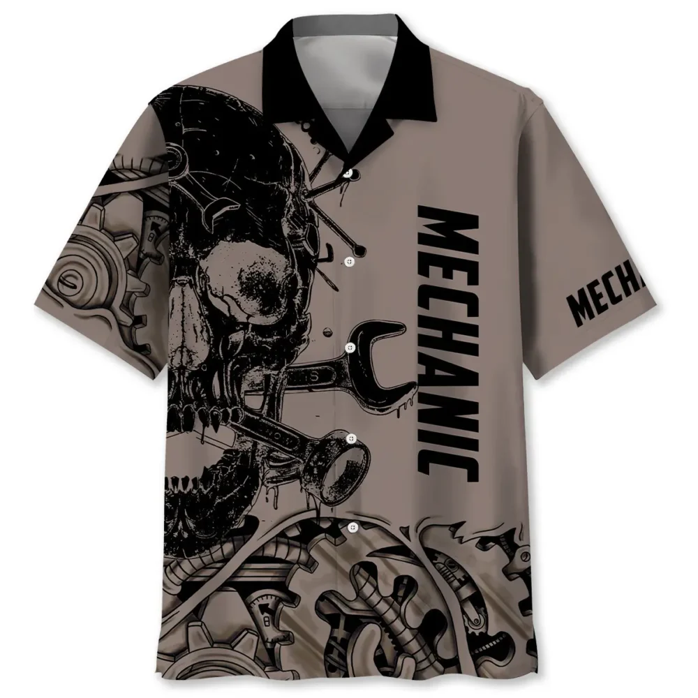 Mechanic Skull Hawaiian Shirt BS2763681 - Been Store