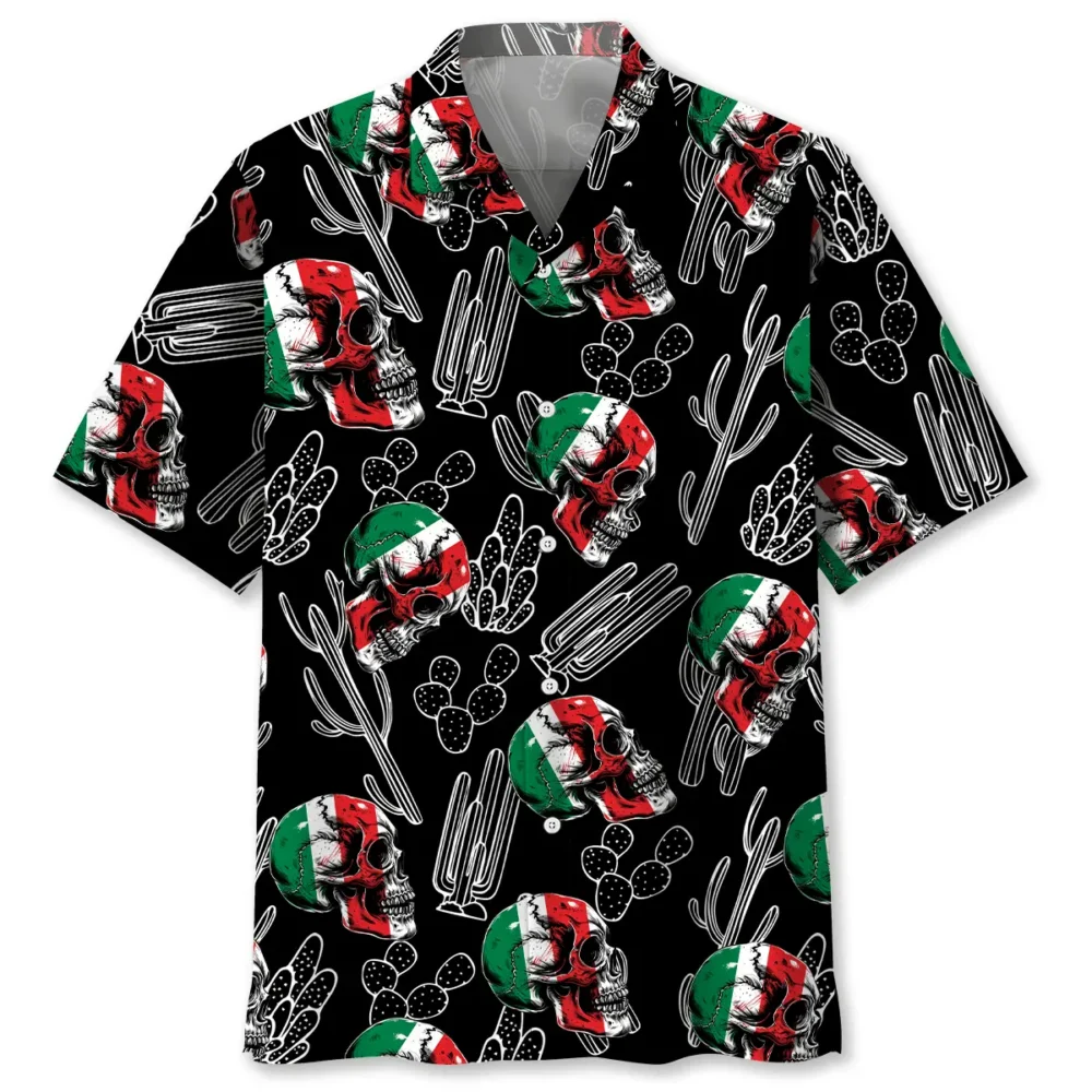 Mexico Flag Skull Hawaiian Shirt BS2763990 - Been Store