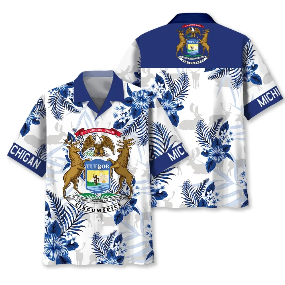 Michigan State Flag Proud Hawaiian Shirt BS2763862 - Been Store