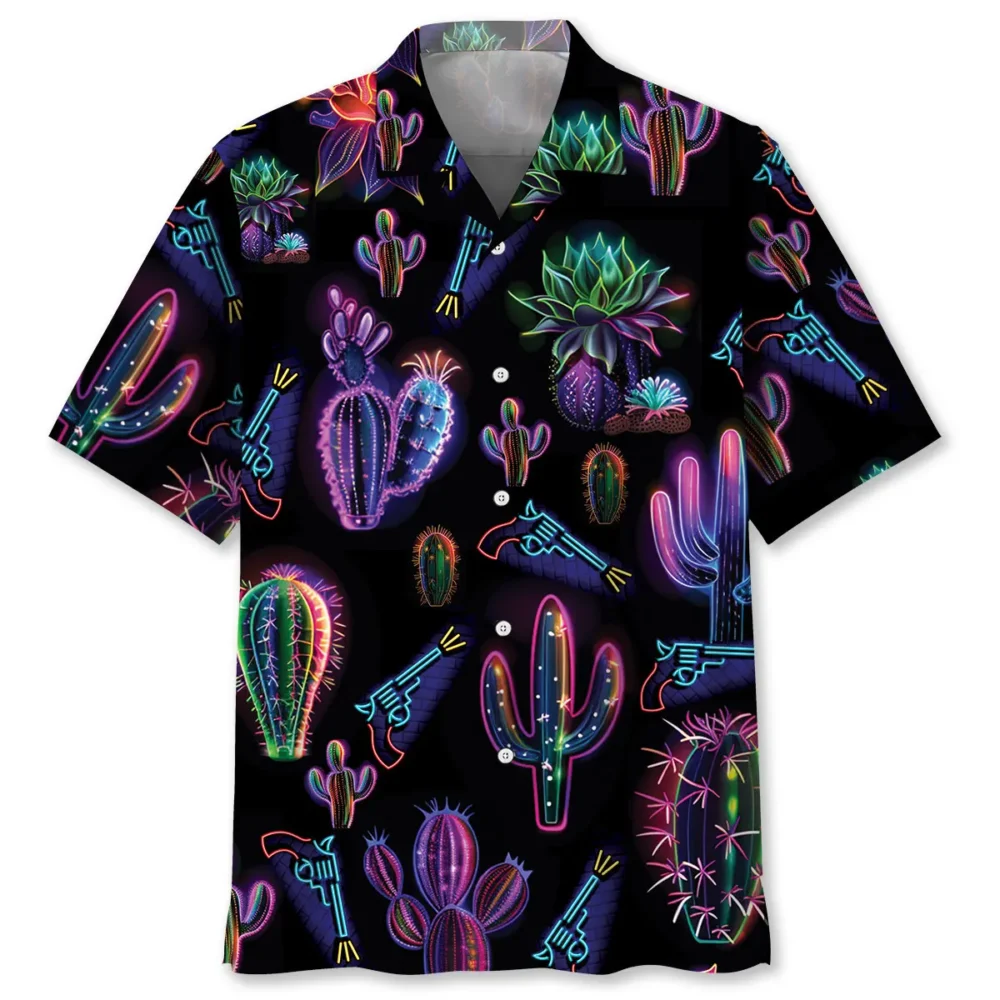 Neon Cactus Black Hawaiian Shirt BS2763739 - Been Store