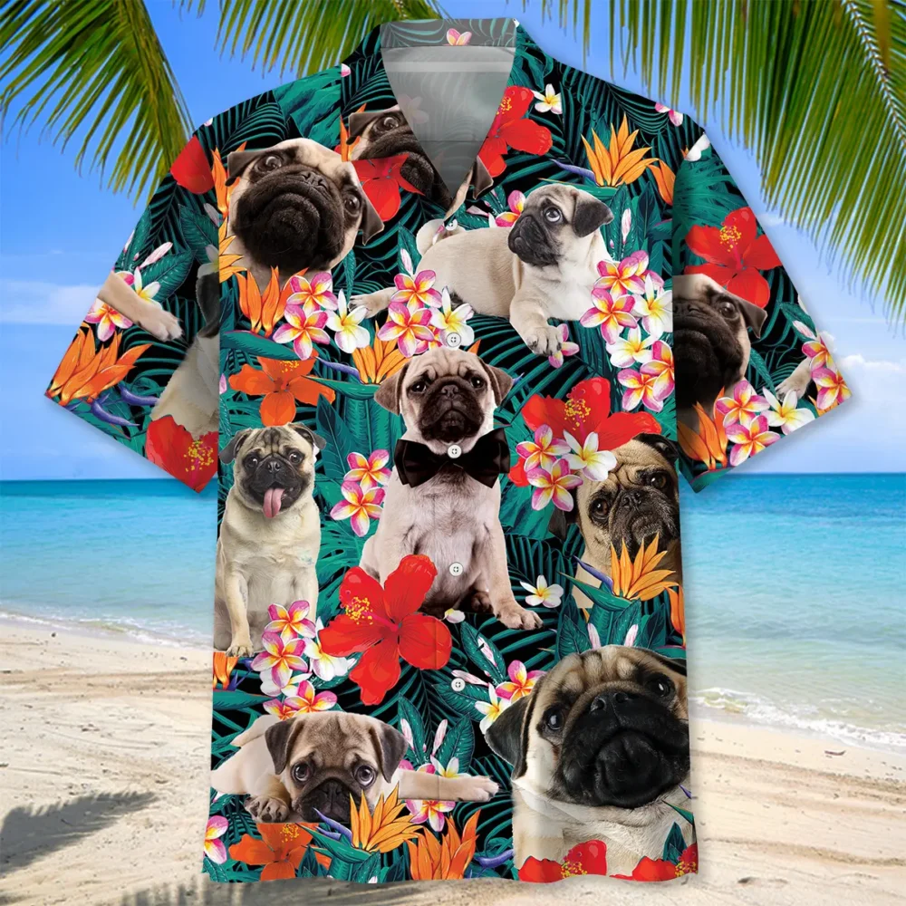 Pug Floral Hawaiian Shirt BS2763000 - Been Store