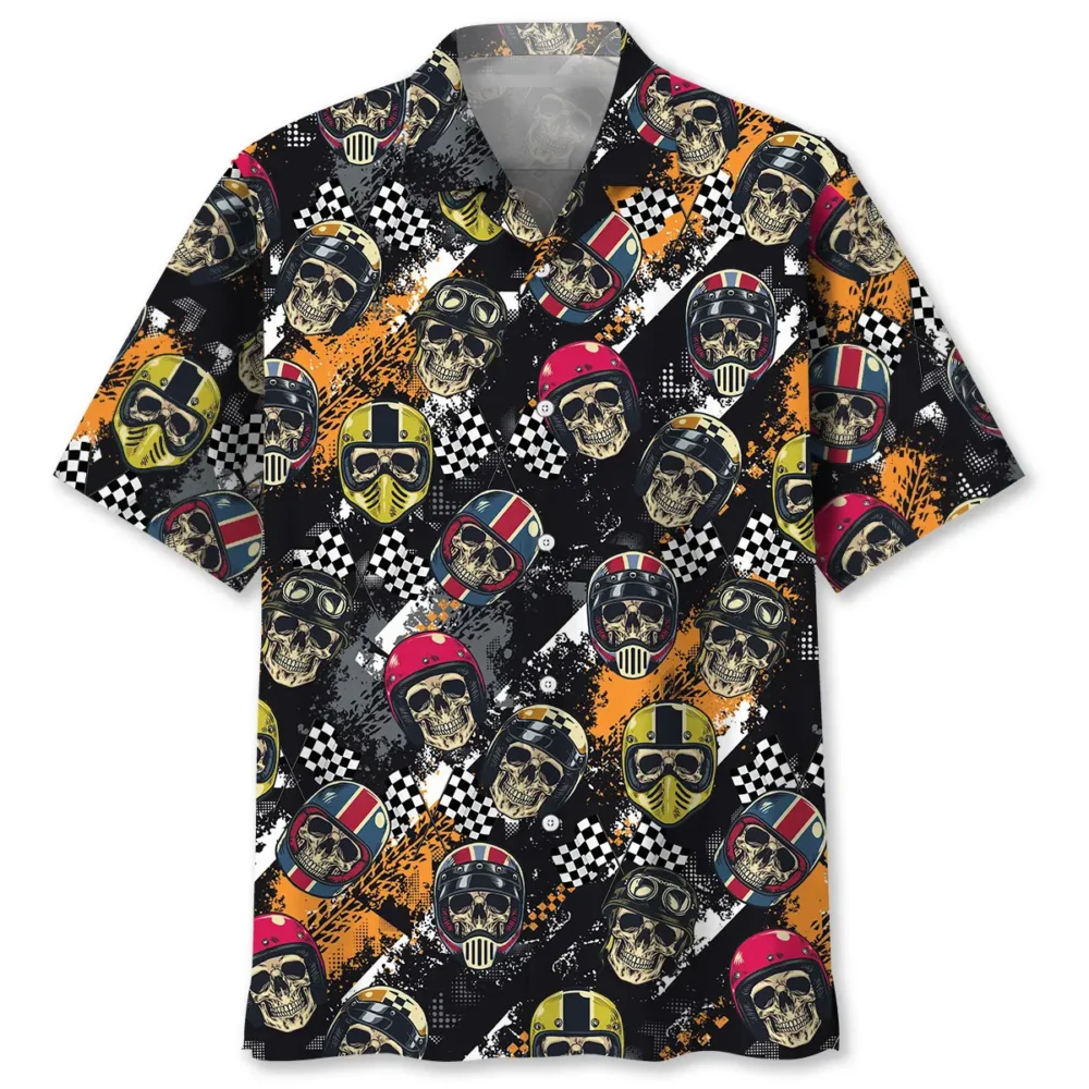 Racing Motorcycle Skull Hawaiian Shirt BS2763170 - Been Store