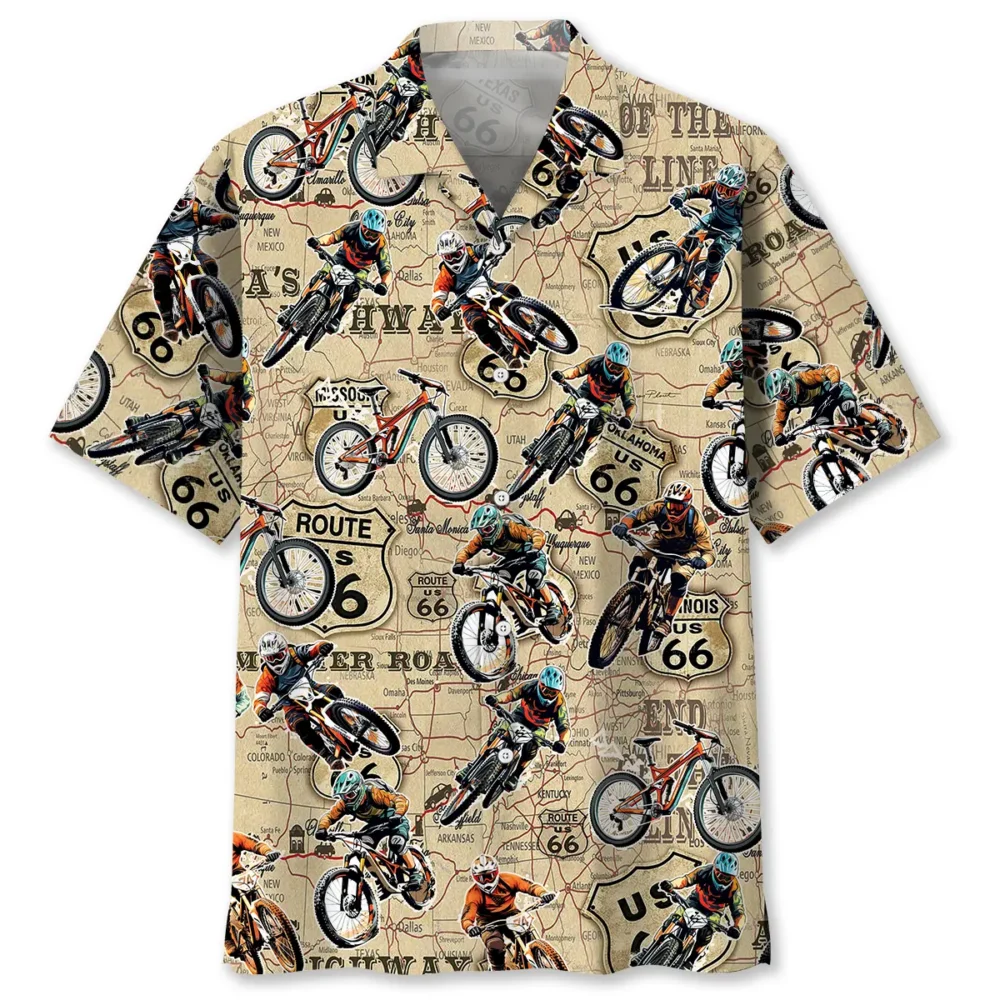Route 66 Mountain Bike Racing Hawaiian Shirt BS2763308 - Been Store