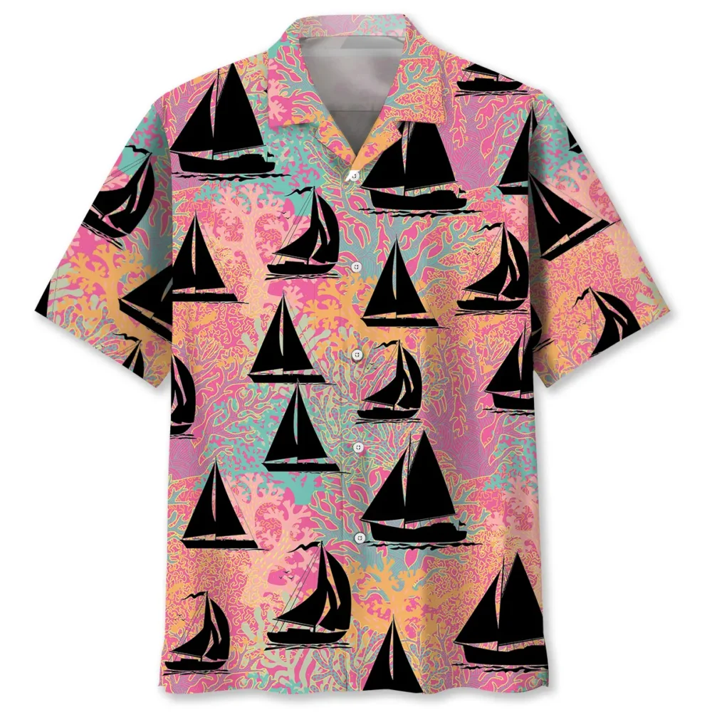 Sailboat Coral Hawaiian Shirt BS2763516 - Been Store