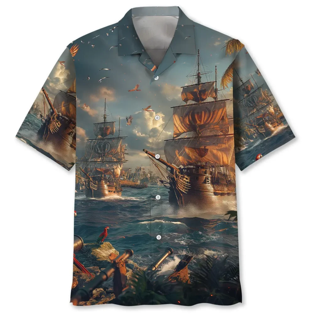 Sailboat Pirate Vintage Hawaiian Shirt BS2763419 - Been Store