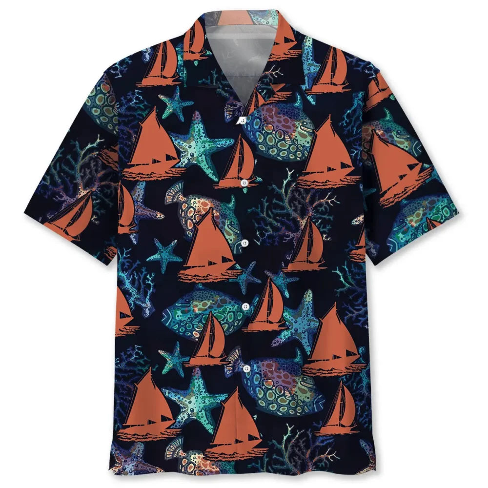 Sailboat Sea Creatures Hawaiian Shirt BS2763515 - Been Store