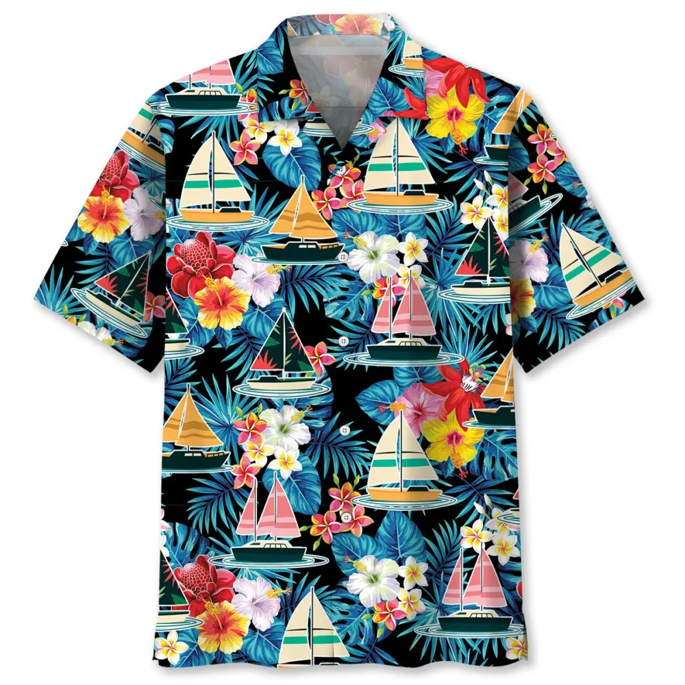 Sailboat Tropical Flower Hawaiian Shirt BS2763519 - Been Store