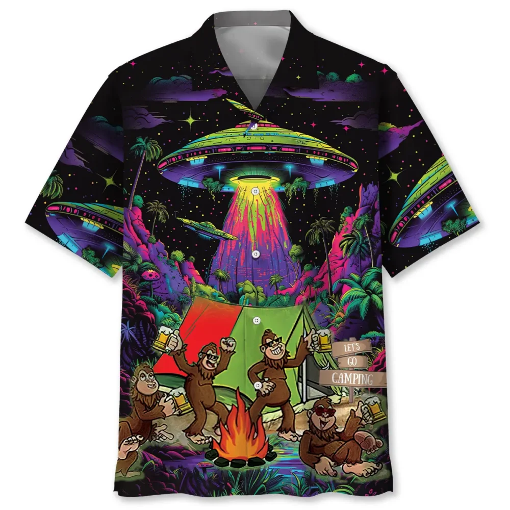 Sasquatch Night Camp Fire Drinking Hawaiian Shirt BS2763988 - Been Store
