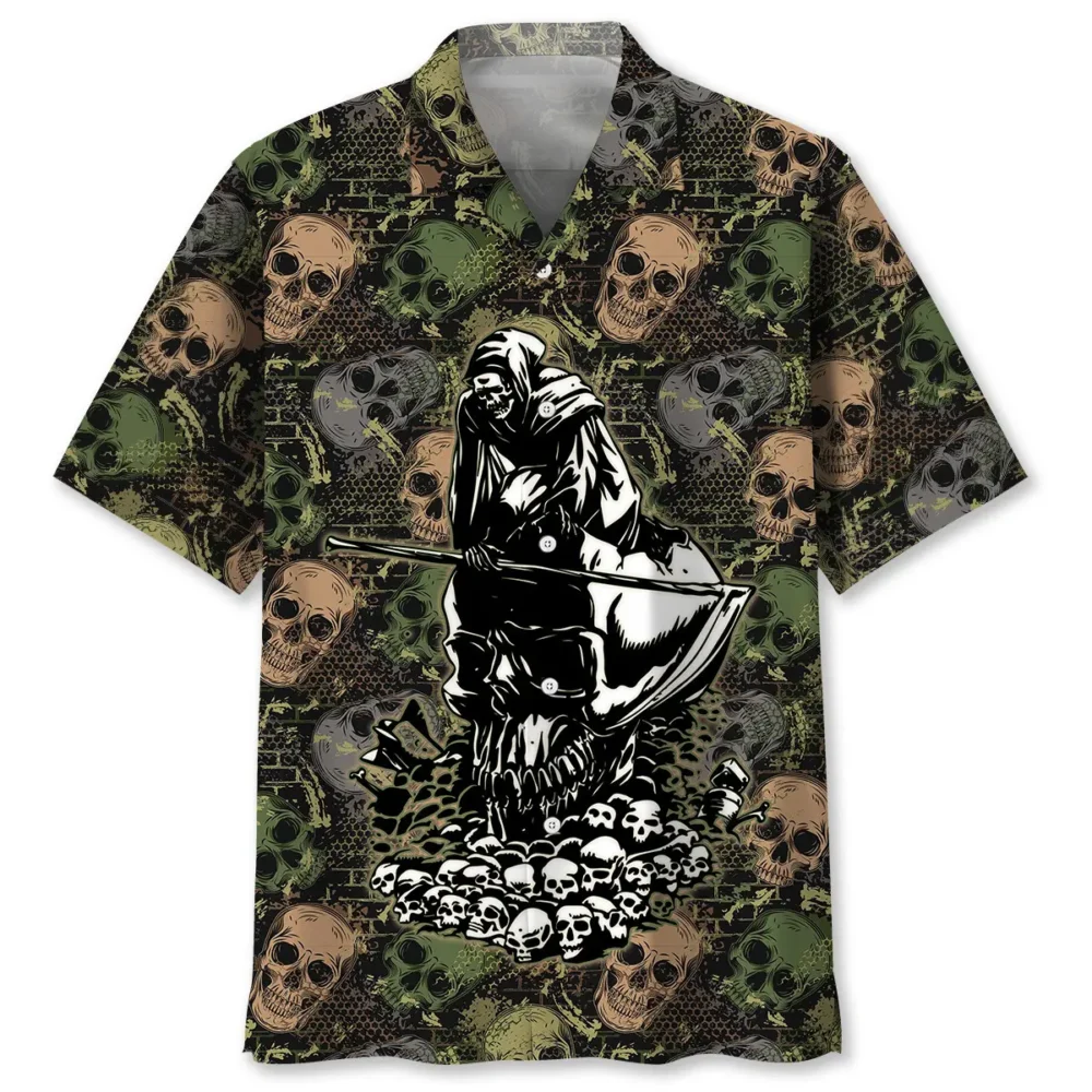 Skull Camouflage Hawaiian Shirt BS2763152 - Been Store