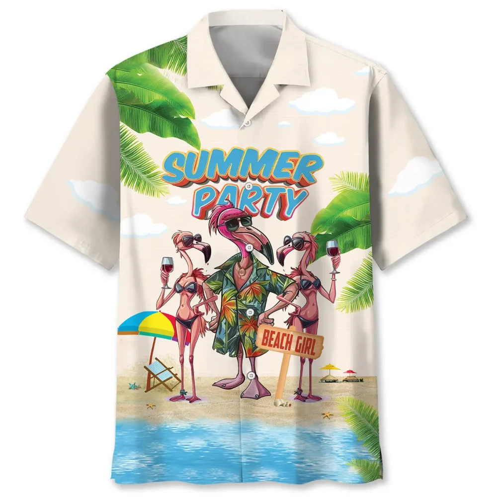 Summer Party Flamingo Hawaiian Shirt BS2763454 - Been Store