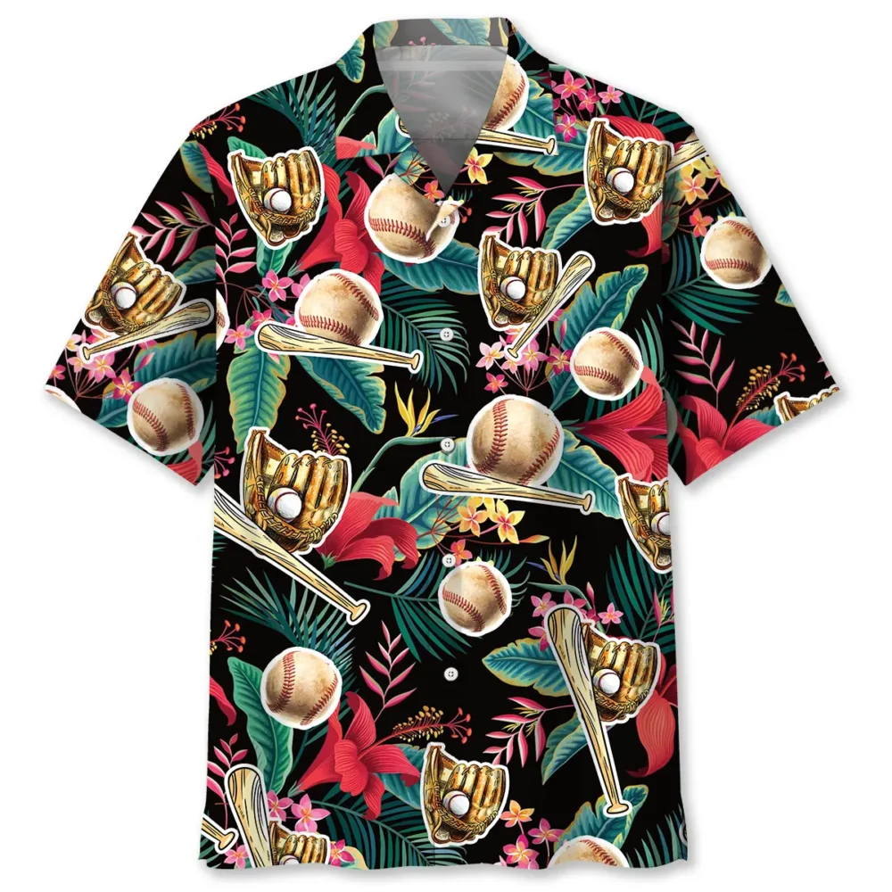 Tropical Flowers With Baseball Gloves Hawaiian Shirt BS2763316 - Been Store