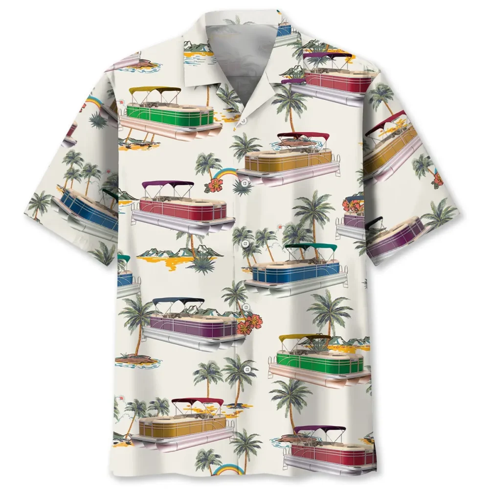 Tropical Palm Tree Pontoon Hawaiian Shirt BS2763652 - Been Store