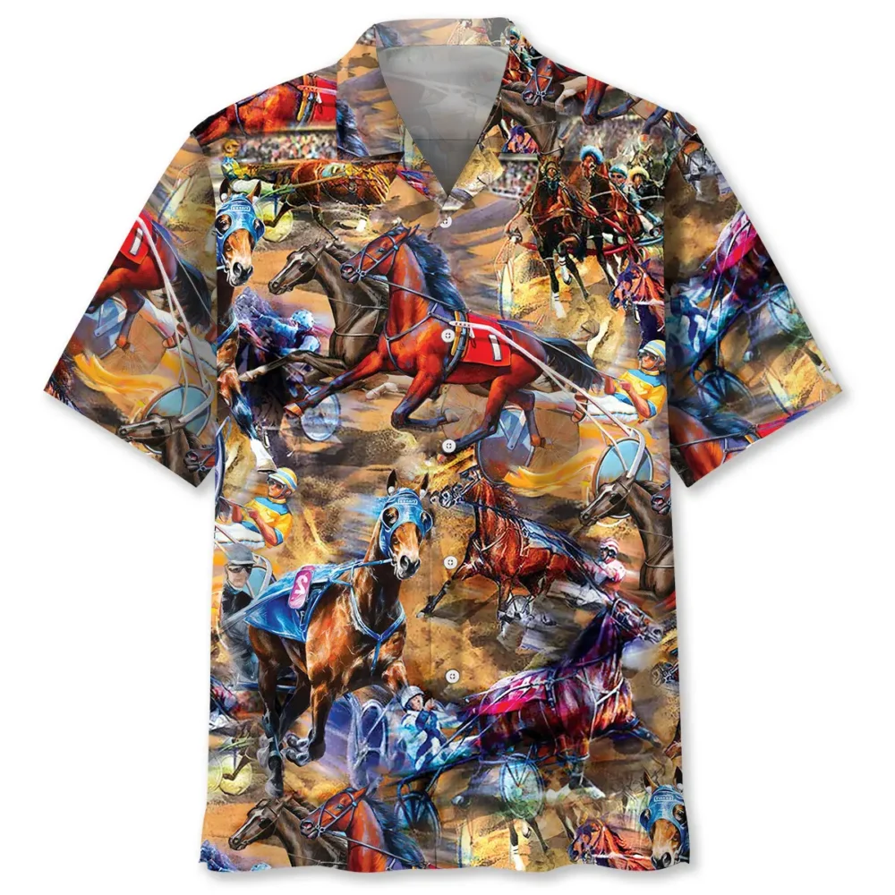 Vintage Horse Harness Racing Hawaiian Shirt BS2763278 - Been Store