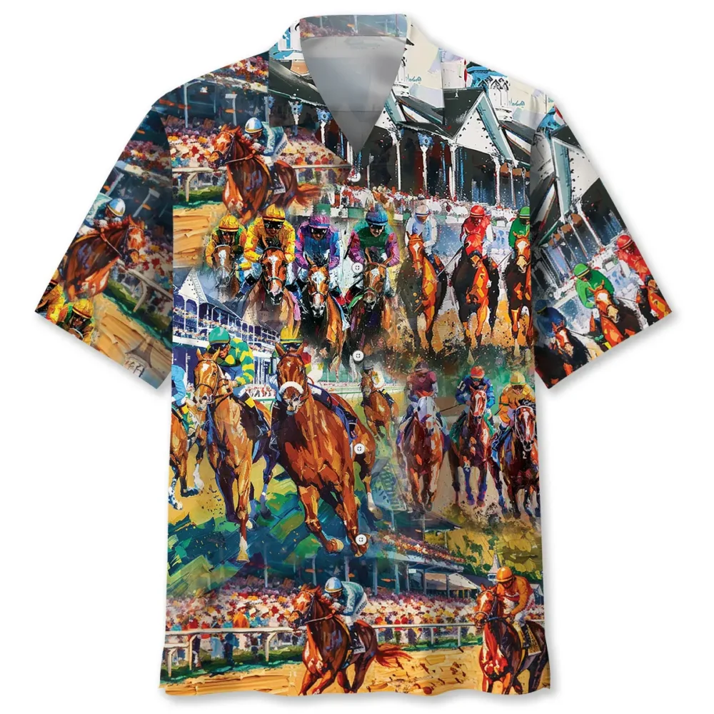 Vintage Horse Racing Art Hawaiian Shirt BS2763379 - Been Store