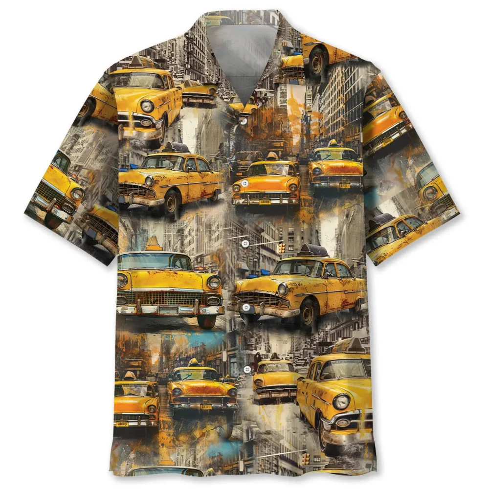 Vintage New York Taxi Car Hawaiian Shirt BS2763520 - Been Store