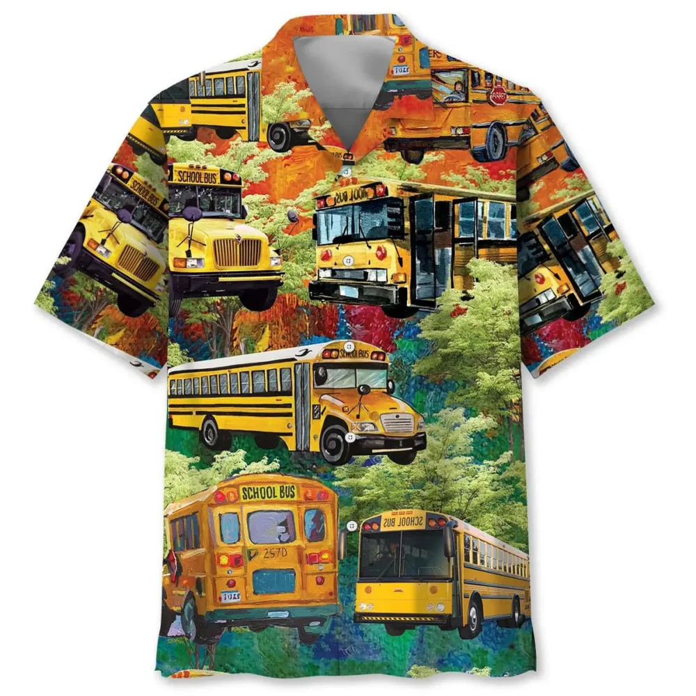 Vintage Water Color School Bus Hawaiian Shirt BS2763923 - Been Store