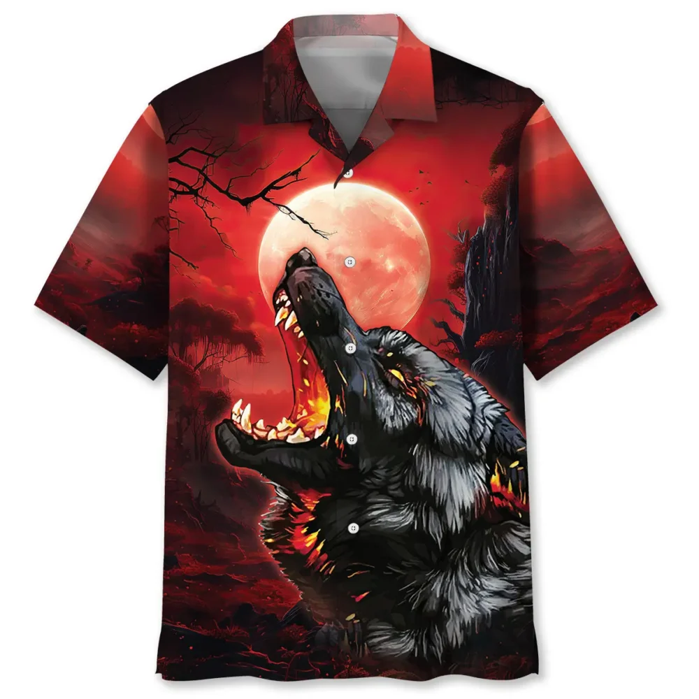 Wolf Red Moon Hawaiian Shirt BS2763101 - Been Store